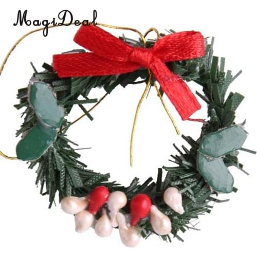 Lovely 1/12 Resin Dolls House Pine Cone Xmas Wreath Dollhouse Christmas Tree Living Room Home Decoration Toy