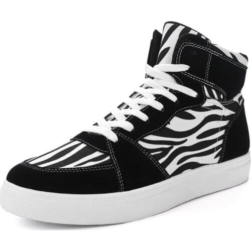 Summer New Style Mens Boots Leopard Print Men Leather Boots Zebra Print High Top 47 Size