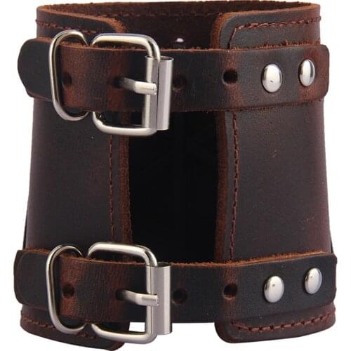 PU Leather Arm Armor Cuff Wristband Gauntlet Arm Guards Bracelet Women Men