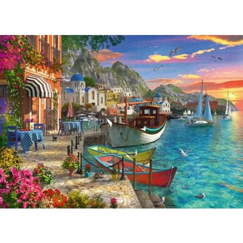 Romantic seaside scenery Art Needlework 14CT Canvas Unprinted Handmade Embroidery Cross Stitch Kits DIY Home Decor