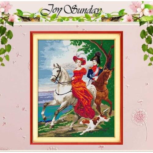 Knight Couples Painting Counted 11CT 14CT Cross Stitch Sets Wholesale DIY Cross-stitch Kits Embroidery Needlework Home Decor