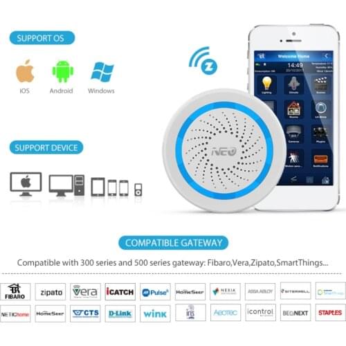 NAS-AB02Z Smart Home Z-Wave USB Siren Alarm Sensor Compatible with 300 series and 500 series Home Automation