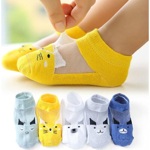 5 Pairs / Lot Newborn Baby Socks Cartoon Socks Cotton Thin Section Mesh Socks Boys Girls Children Boneless Socks