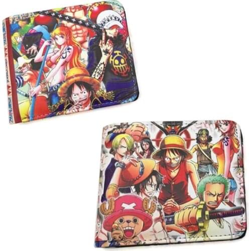 New One Piece Wallets Anime Cartoon PU Leather Short Wallet Men Fashion Casual Purse Carteras Creative Gift Boy Card Holder Bags