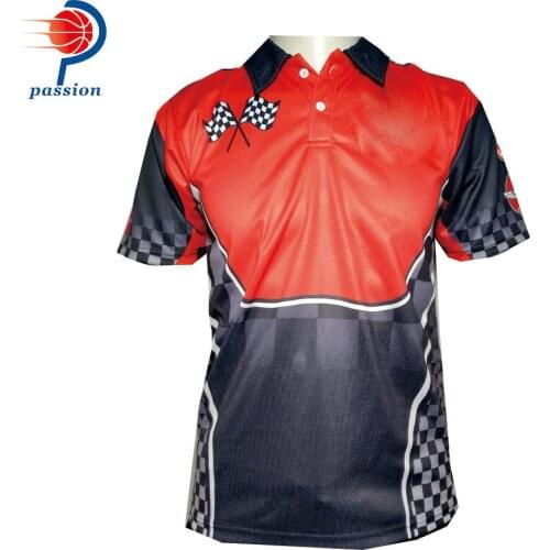 25 USD Each Customized Design Black Red Polo Neck Crew Pit Car Racing Shirts