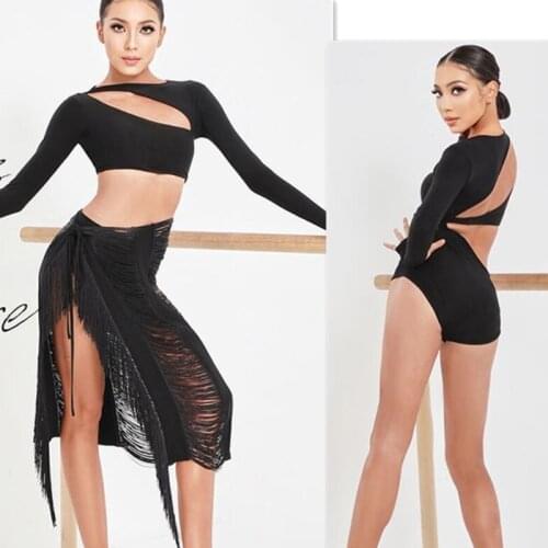 Leopard Latin Dance Dress Adults Black long sleeve latin dress Dress salsa dress Samba Dancing Costumes tango dresss ZYM 2052