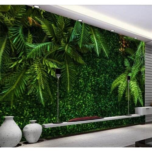 Custom 3d wallpaper tropical rainforest leaves green landscape wall paper sofa living room dining room tv backdrop