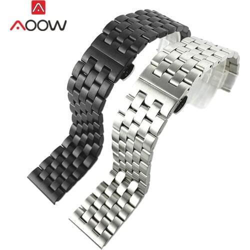 18 19 20mm 21mm 22mm 24mm 26mm Solid Stainless Steel Strap Butterfly Buckle Matte Men Metal Replacement Band Watch Accessories