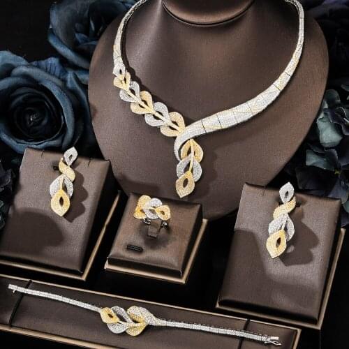 Luxury Trendy Flowers African Jewelry sets For Women Wedding Cubic Zircon CZ Indian Dubai Bridal Jewelry Set jewellery set