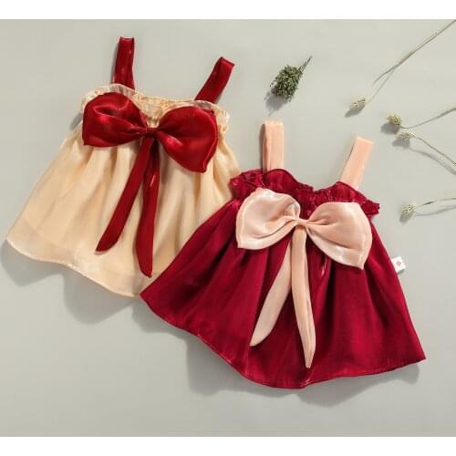 FOCUSNORM 0-4Y Summer Baby Girls Princess Dress Mesh Lace Strap Sleeveless Back Bowknot A-Line Sundress