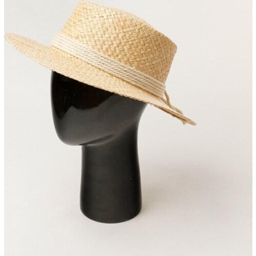 VRIGINER Handmade Straw Hat For Women Tether Decoration Raffia Straw Hat Outdoor Travel Beach Cap Sun Protection Spring Summer