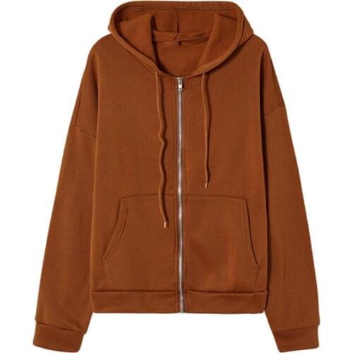 Autumn Winter Casual Hooded Zipper Drawtring Sweatshirt Casual Sweatshirt All Match for Daily Wear