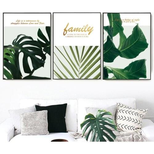Tropical Green Plants Monstera Leaf Wall Art Canvas Painting Nordic Posters And Prints Wall Pictures For Living Room Home Decor