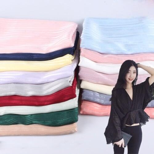 High grade elegant new Silver Multi-Color stripe chiffon jacquard fabric with mercerized lining of high-grade Hanfu fabric