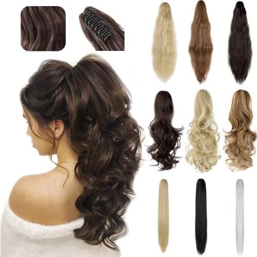XBWIG claw clip ponytail synthetic hair extensions on blonde ponytail wig pony tail Long curly hair women hairpiece 18-21 inch