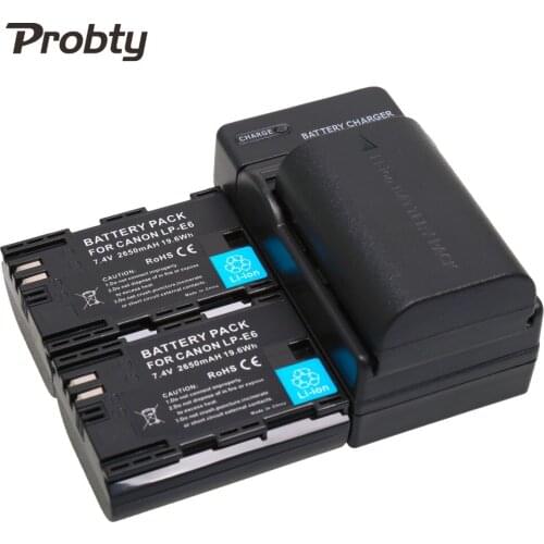 Probty 3pcs LP-E6 LPE6 LP E6 Battery + Charger For Canon EOS 5DS R 5D Mark II 5D Mark III 6D 7D 80D EOS 5DS R Camera