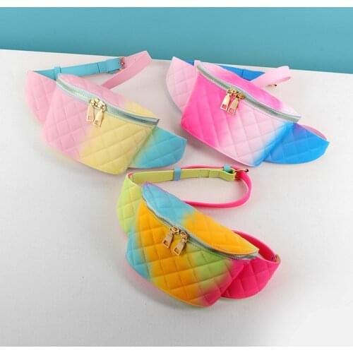 PVC Womens Waist Bag Summer Beach Jelly Purse Belt Bag Transparent Waterproof Fanny Pack Women Rainbow Color Phone Money Pouch