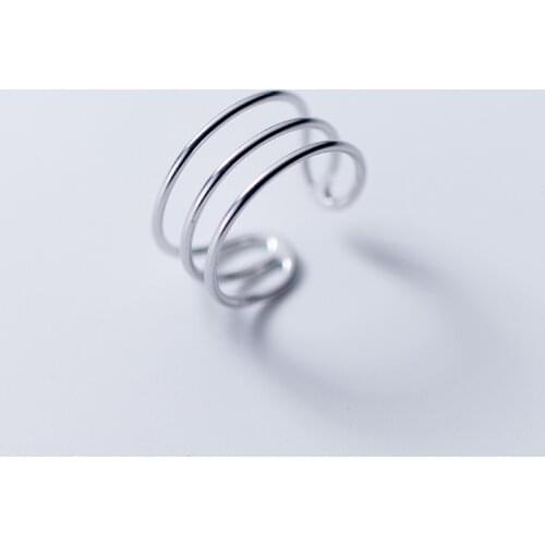 MloveAcc 100% 925 Solid Real Sterling Silver Fashion Three Layers Opening Ring Sizable for Girls Women Fine Jewelry