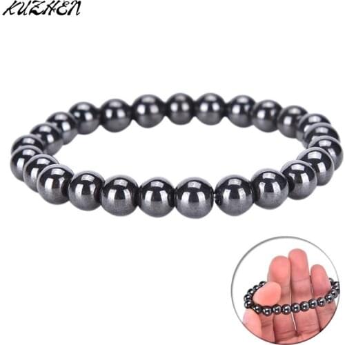 1Pc Weight Loss Bracelet Round Black Stone Unisex Luxury Slimming Magnetic Therapy Bracelet Health Care Massage