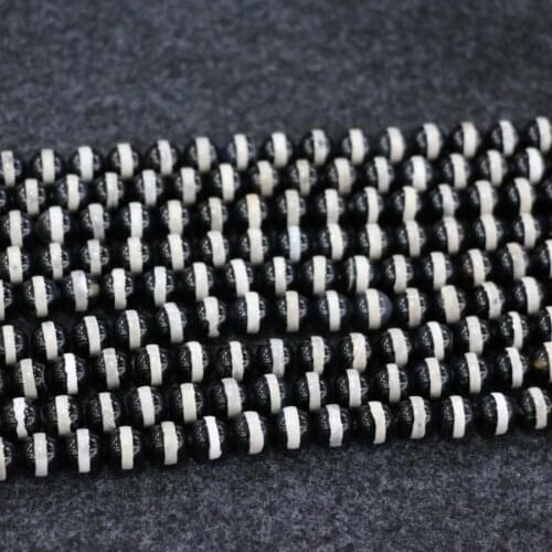 10mm 38pcs/lot, TOP Quality ! Black Line Handmade Loose Spacer Round Strand Stone Beads Bracelet DIY Jewelry Making