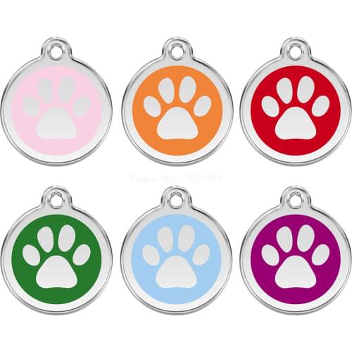 Wholesale 100Pcs Dog Tag Personalized Paw Print Pet ID Dog Tag Engraved Name Phone Number For Pet Dog Cat ID Tag Pendent Necklce