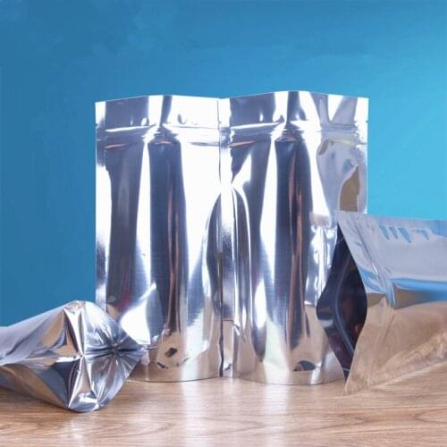 100pcs/lot Stand-up Glossy Aluminum Foil Ziplock Bag Foil Gift Coffee Beans Packaging Bag Sunproof Shinny Foil Nuts Pack Bags