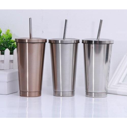 304 Stainless Steel Sippy Cup Creative Office Gift Cup 500ML Portable Straight Cup Insulated Cup Korean Style Tea Glass Cup