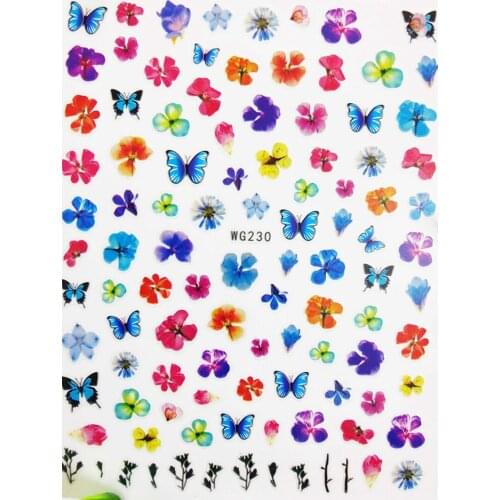 3D Nail stickers Colorful Watercolor Flowers Butterfly Sliders for Nails Foil Design Adhesive All for Manicure Accessories Tips