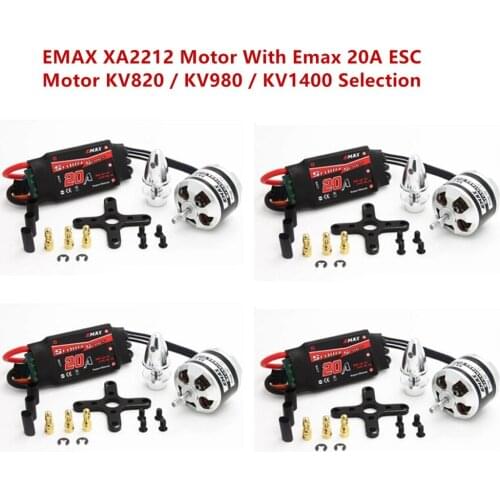 4pcs/lot EMAX XA2212 KV820 / KV980 / KV1400 Brushless Motor With Emax Simonk 20A ESC for RC Drone