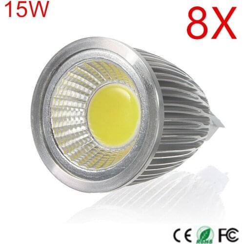 8Pcs Super Power LED Ceiling light COB LED lamp DC12V MR16 LED Bulb light 15W High Luminous Spotlight Free shipping