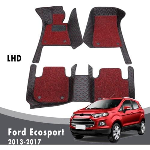 LHD Car Floor Mats For Ford Ecosport 2017 2016 2015 2014 2013 Carpets Luxury Double Layer Wire Loop Auto Interior Accessories