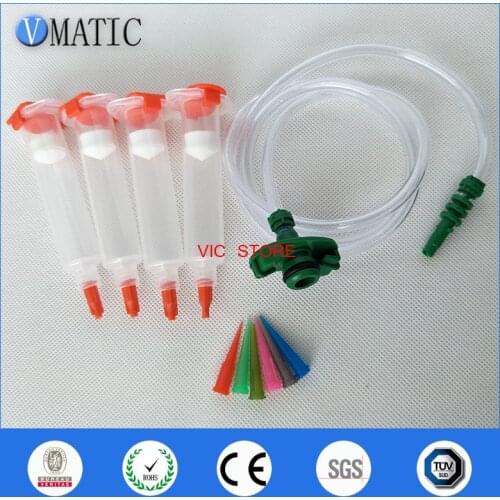 Free Shipping 5cc/ml Liquid Dispenser Adhesive Glue Pneumatic Syringe With Adapter + Dispensing Needle & Piston & Cover