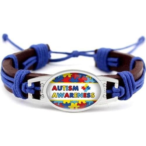 Autism Awareness Strong Cancer Bracelets Butterfly Yellow Orange Pink Ribbon Leather Charm Bracelets Unisex Women Men Jewelry