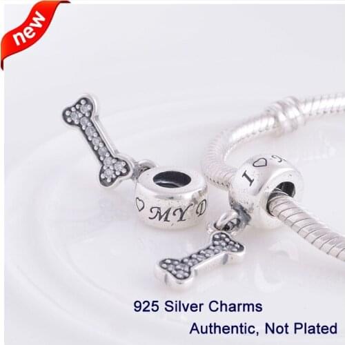 Compatible with Fandola Jewelry Bracelets 100% 925 Sterling Silver Original Beads Authentic I Love My Dog Charms Women CKK