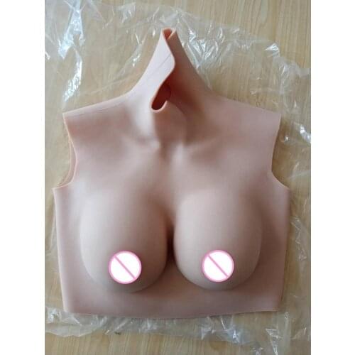 B CUP Short High Collar Neck Fake Artificial Boob Realistic Silicone Breast Forms Crossdresser Shemale Transgender Drag Queen 4G