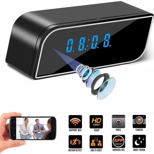 Clock WiFI Camera 4K HD Time Display P2P IP/AP Home Security Mini Camcorders Night Vision Motion Detection Micra Cam suport128g