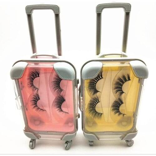 Suitcase lash packaging pink luggage lashes suitcase mink lashes packing fluffy and curly case empty