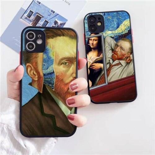 Funny Art Van Gogh Mona Lisa Phone Case Black Transparent Matte For IPhone 7 8 11 12 S Mini Pro X XS XR MAX Plus Cover Shell