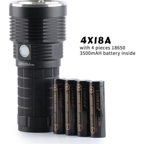 Convoy 4X18A flashlight, CREE XHP70.2, temperature control,type-c ,with 4 pieces 18650 lithium battery inside