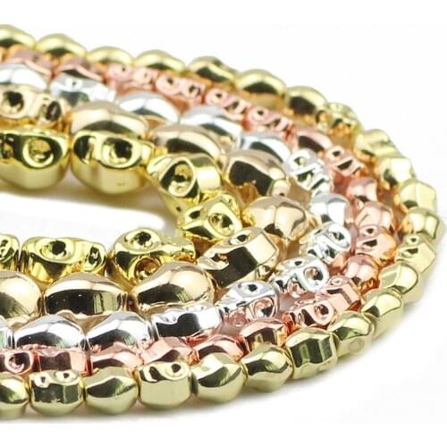 Skull Head Rose Gold natural Stone Hematite 6/8/10MMN Spacer Loose Beads For Jewelry Making DIY Handmade Accessories Bracelets