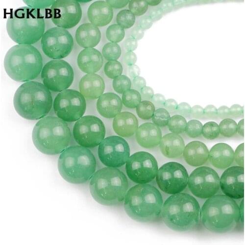 HGKLBB Natural Stone Green Aventurine Round Loose spacer Beads For Jewelry Making 4/6/8/10/12MM charms Bracelets DIY accessories