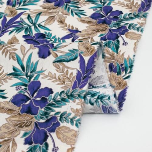 Deep Blue Flowers Cotton Fabric For Dress Tissus Coton Imprimé Telas Algodon Estampadas Sewing Ткань Для Шитья Vestidos Tissu