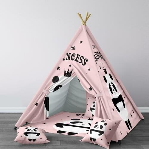 Play Tent for Kids Wigwam Portable Indoor Playground Tents Children Bedrooms Powder Pink Panda Crown Model 274