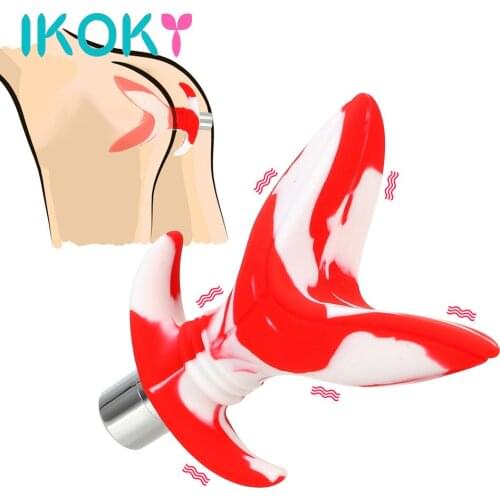 IKOKY 10 Speed Soft Silicone Vibrator Opening Anus Expander Sex Toys for Women Men Gay Anal Plug Butt Plug Flower Anal Dilator