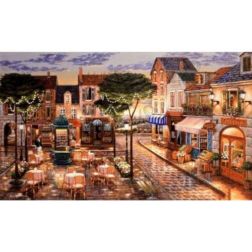 GATYZTORY Oil Painting By Numbers Kits Scenery DIY Paint By Numbers On Canvas Frame 60x75cm Shop Town Draw Painting