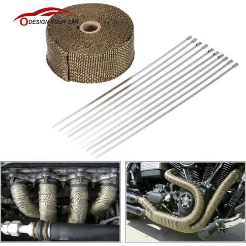 KKmoon 15m Heat Wrap Exhaust Manifold Downpipe 10 30cm Cable Ties for Car Motorcycle