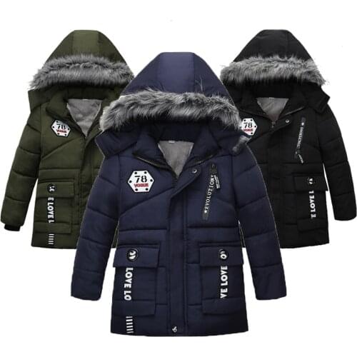 3 Color Kids Jacket Autumn And Winter Keep Warm Boys Jacket Hooded Leisure Thicken Cotton Boys Coat 2-5 Years Old Kids Clothes