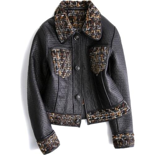 Genuine Spring Autumn Natural Leather Jacket Women Streetwear Real Leather Coat Female Moto Biker Fit Sheepskin Coat Hiver 0254