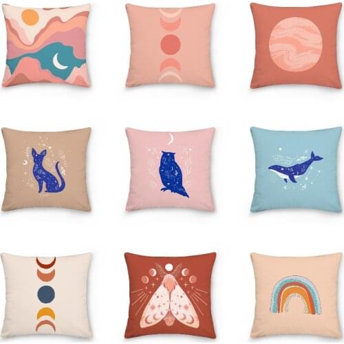 Witchcraft And Mystic Animals Pillowcase Cartoon Prined Cushion Cover Stars Constellations Moon Crystals Pillow Covers Bed Decor