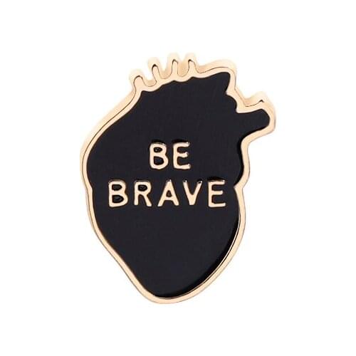 Fashion Trend Personality Black Heart Brooch Pin Handsome Boy Girl Adorn Jewelry Backpack Denim Clothing Hat Adornment